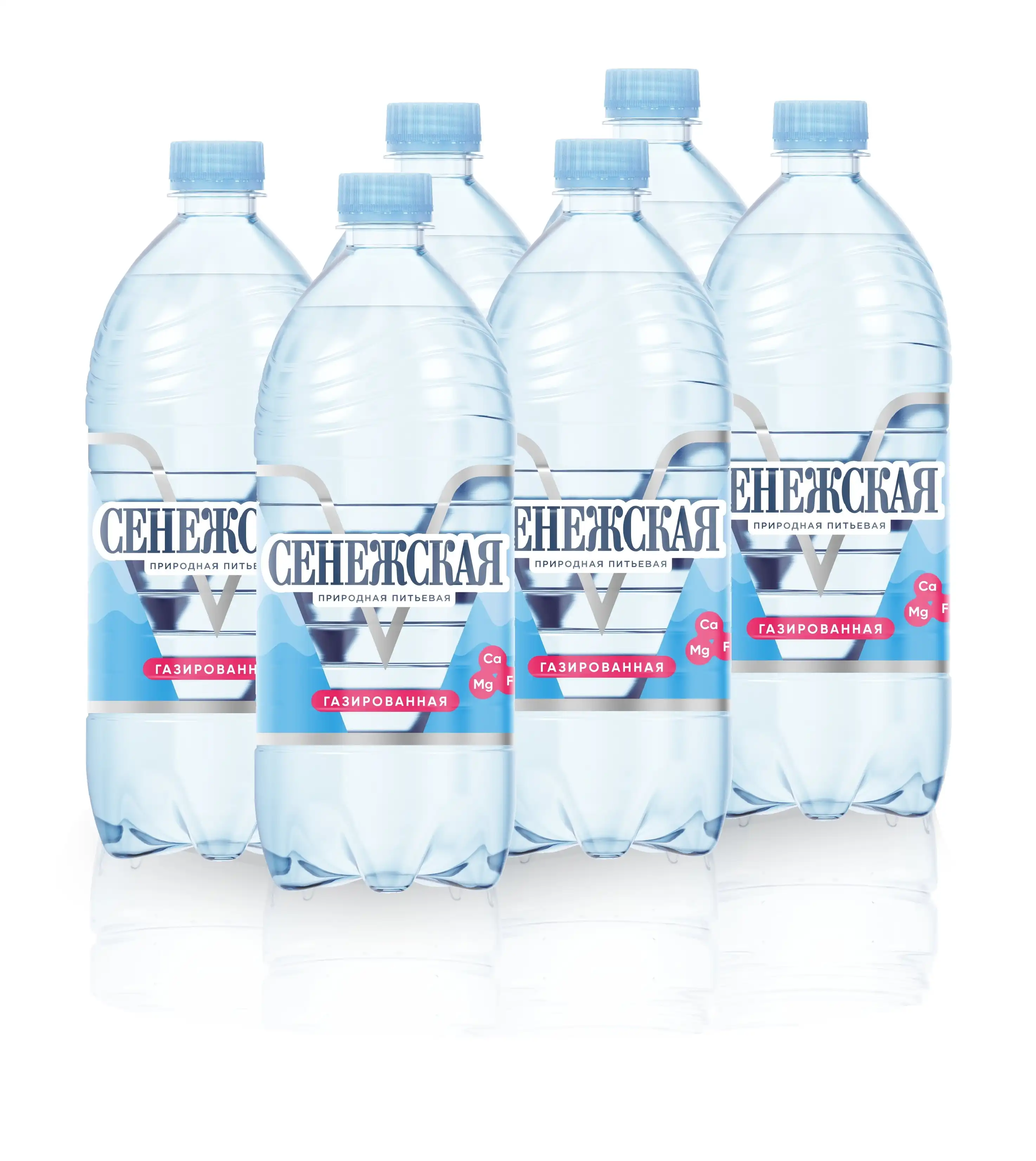 Вода питьевая Сенежская Газированная 1 литр, 6 шт