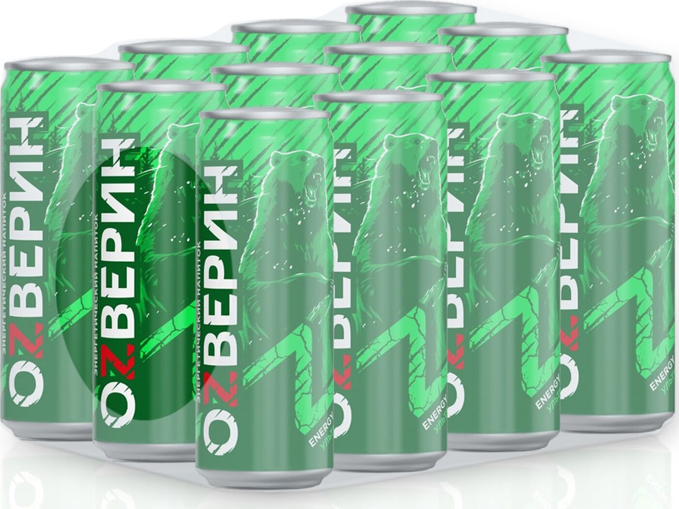 Энергетический напиток Озверин Ультра зеленый 0,45 л., 12 шт от магазина Одежда+