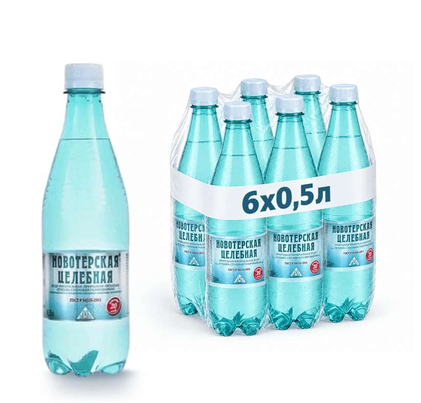 Вода "Новотерская" 0.5 литра, газ, пэт, 6 шт. в уп. от магазина Vitarel