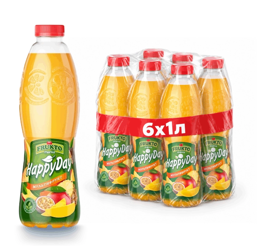 Сокосодержащий напиток Fruktomania Happy day Мультифрукт 1 литр, 6 шт от магазина Vitarel