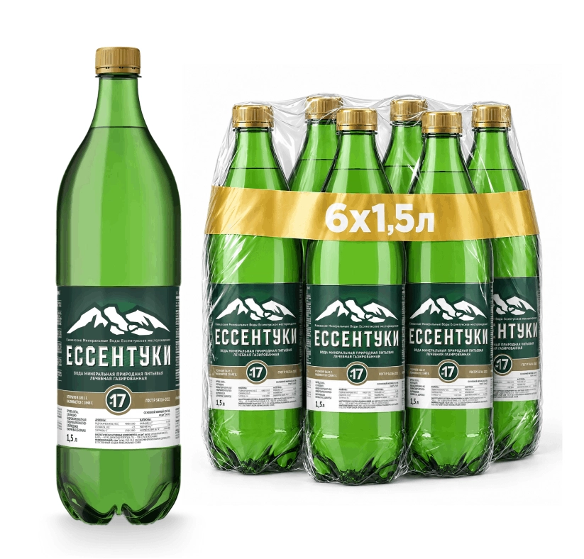 Вода "Ессентуки №17" 1.5 литра газированная ПЭТ, 6 шт. в уп. от магазина Vitarel