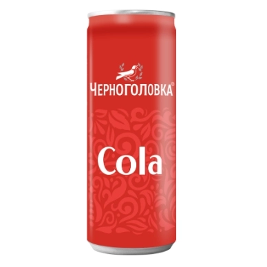 Кола Черноголовка 0.33 литра, газ, ж/б, 12 шт. в уп.